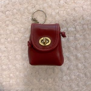 Vintage Coach keychain mini backpack red